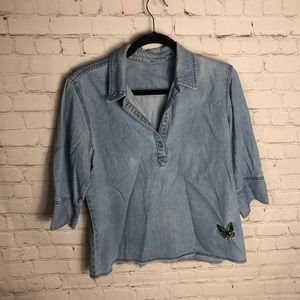 Embroidered jean shirt with buttons